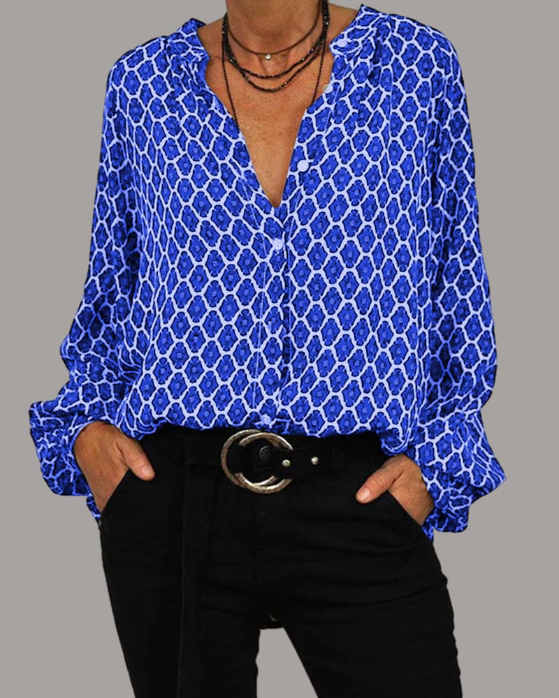 Relaxed V-Neck Midi Shirt