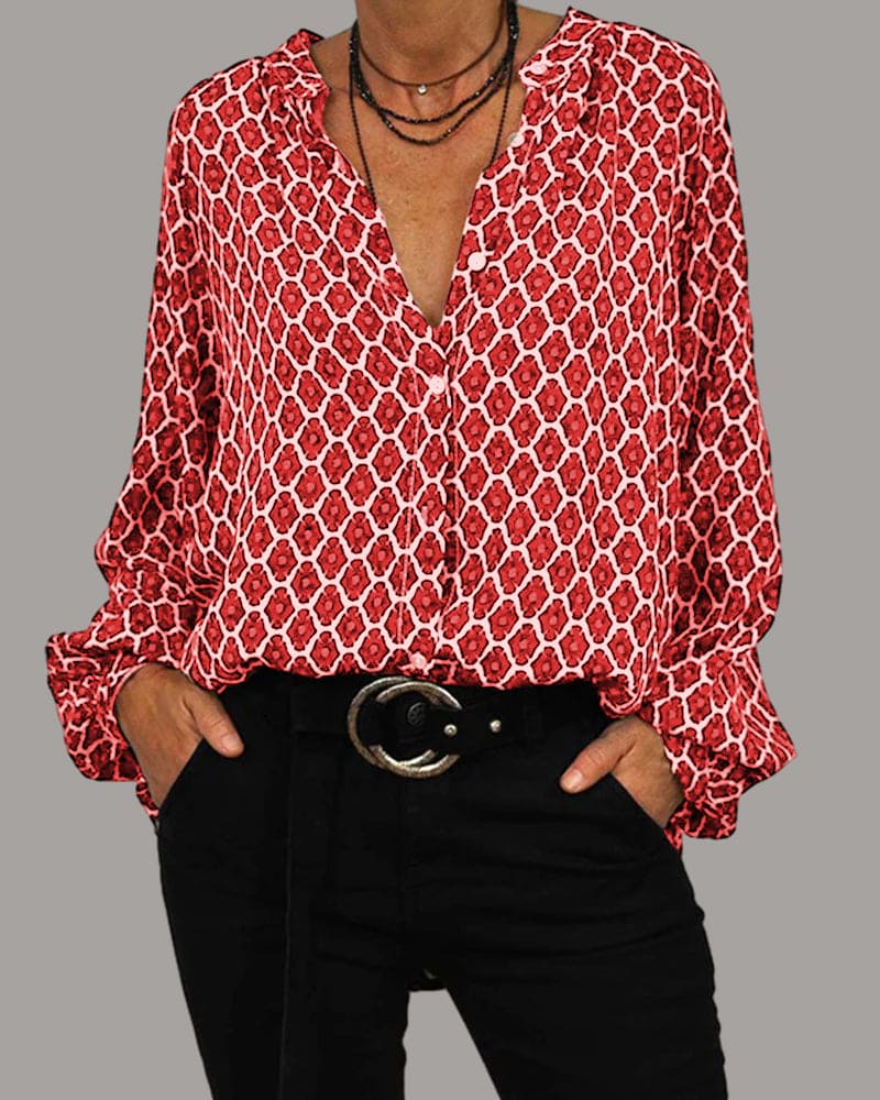 Relaxed V-Neck Midi Shirt
