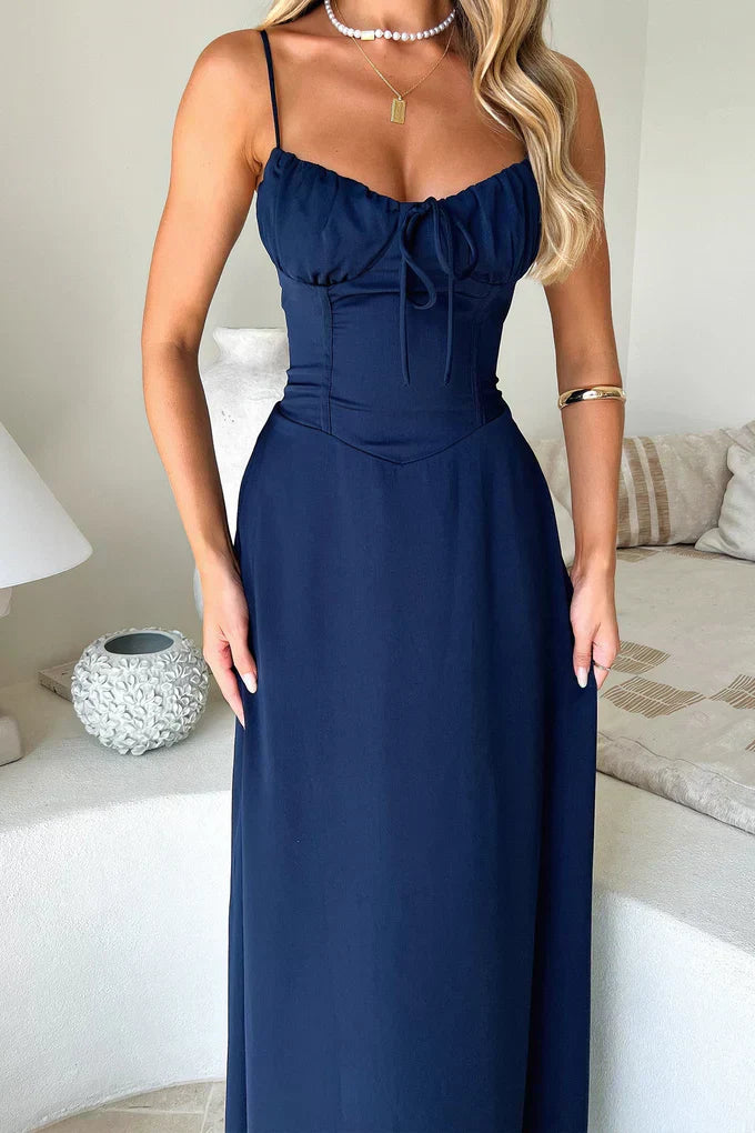 Elegant Spaghetti Strap Maxi Wrap Dress