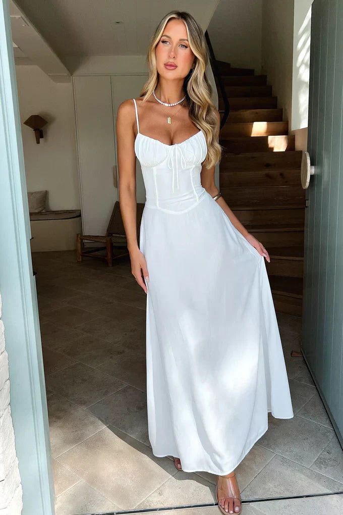 Elegant Spaghetti Strap Maxi Wrap Dress