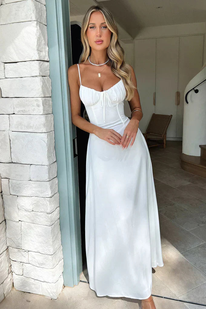 Elegant Spaghetti Strap Maxi Wrap Dress