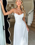 Elegant Spaghetti Strap Maxi Wrap Dress