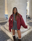 Oversized Leather Bomber Jacket