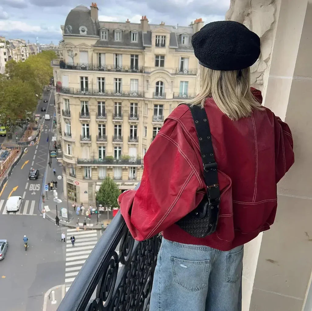 Oversized Leather Bomber Jacket