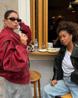 Oversized Leather Bomber Jacket