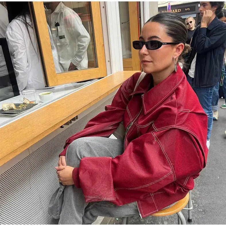 Oversized Leather Bomber Jacket