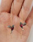 Graceful Hummingbird Drop Earrings