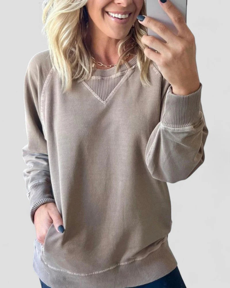 Textured Pullover Sweater with Pockets