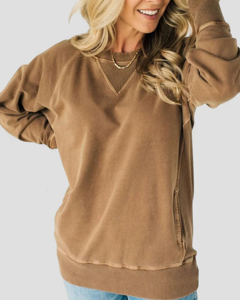 Textured Pullover Sweater with Pockets