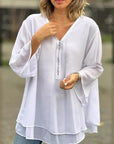 Lightweight Chiffon Zipper Blouse
