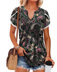 Short Sleeved Printed Tunic Top for Women