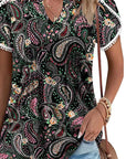 Short Sleeved Printed Tunic Top for Women