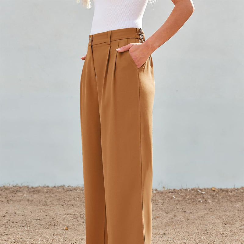 Solid Color Casual Straight Pants