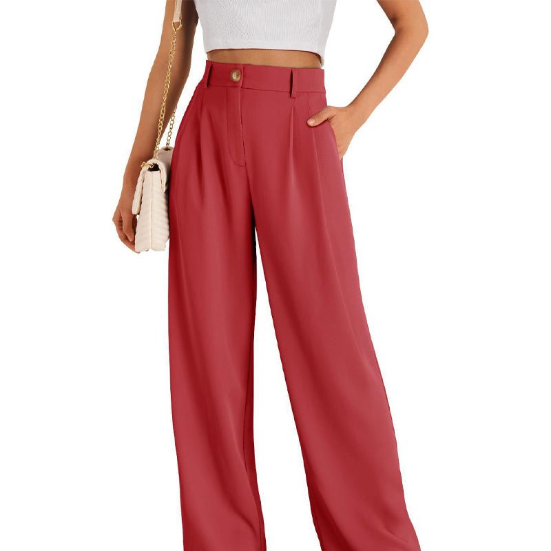 Solid Color Casual Straight Pants