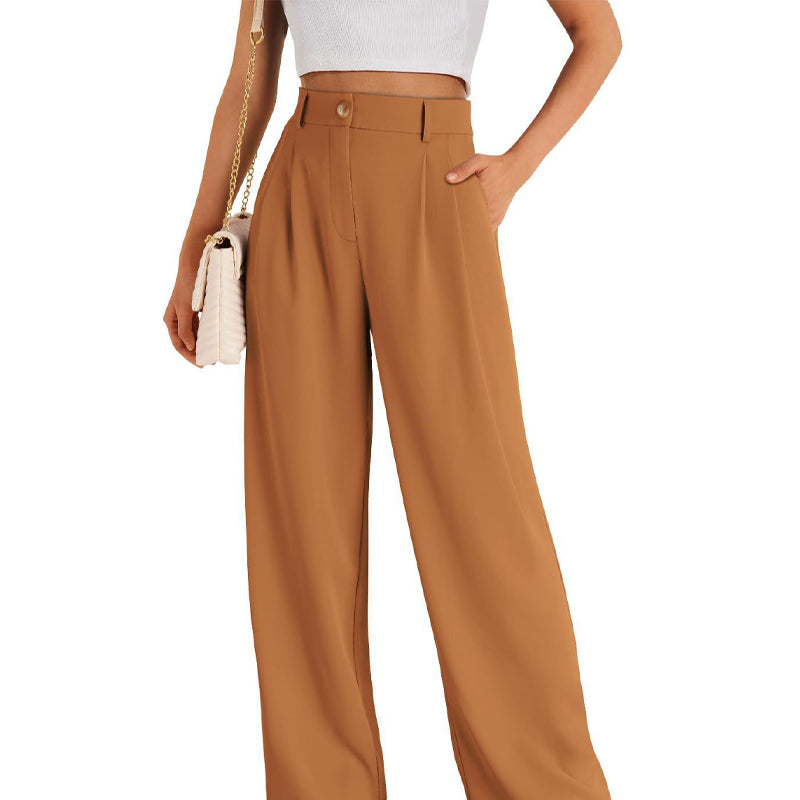 Solid Color Casual Straight Pants