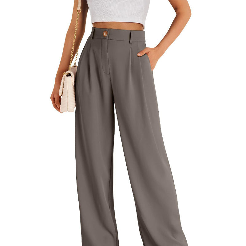 Solid Color Casual Straight Pants