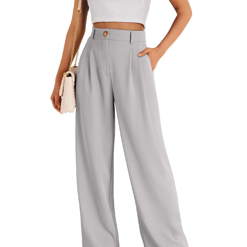 Solid Color Casual Straight Pants