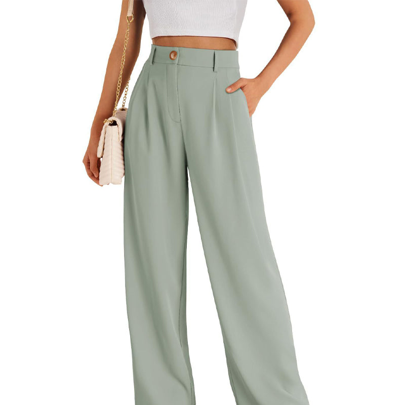 Solid Color Casual Straight Pants