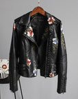 Stylish Embroidered Leather Jacket