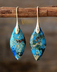 Earthy Jasper & Gold Teardrop Earrings