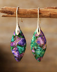 Earthy Jasper & Gold Teardrop Earrings