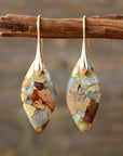 Earthy Jasper & Gold Teardrop Earrings