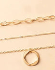 Vintage Gold Layered Chain & Pendant Necklace