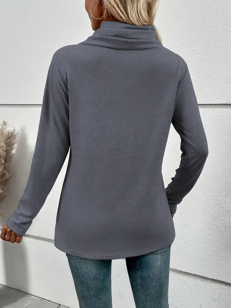Elegant Cowl Neck Long Sleeve Sweater