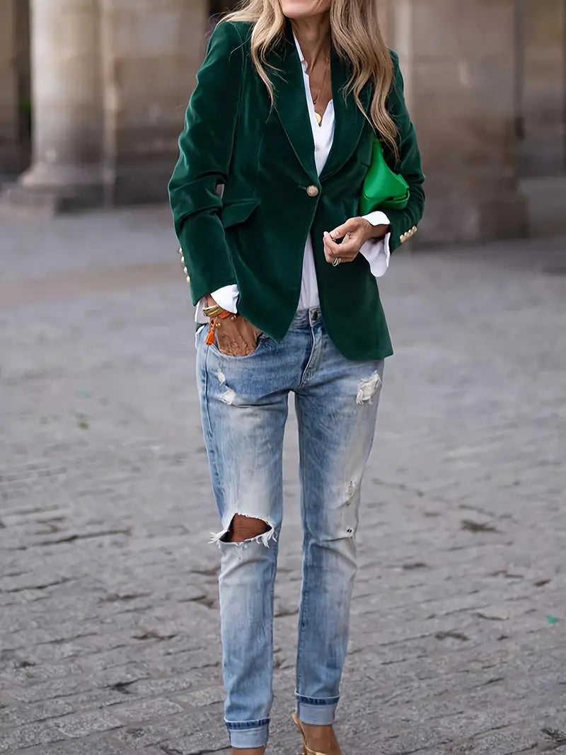 Elegant Velvet Blazer Jacket for Women