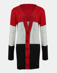 Color Block V-Neck Button Up Cardigan
