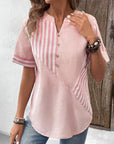 Classic Striped Button Up Blouse