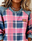 Plaid Patchwork Fashion Sweatshirt