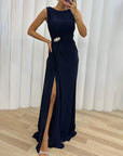 Elegant Pleated Long Evening Gown