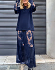 Two-piece set - solid color T-shirt and lace skirt