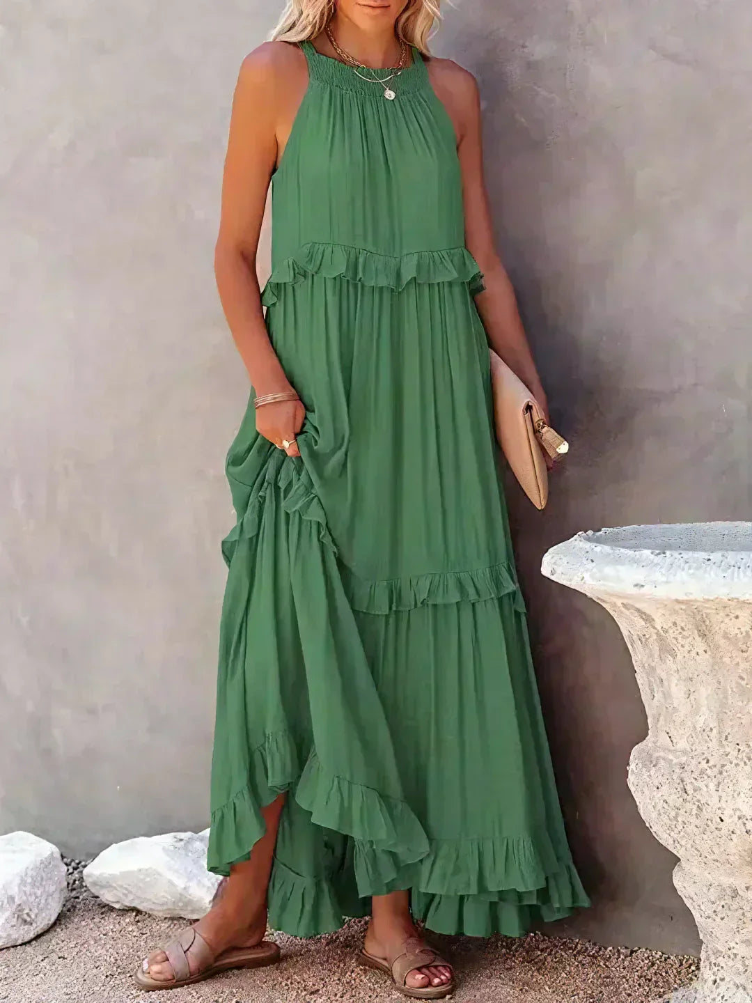 Soft Ruffle Casual Dress – Lightweight, Flowy Summer Style Perfect for Travel &amp; Everyday Elegance