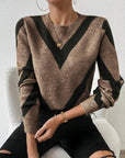 Geometric-Print Crew Neck Sweater