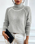 Turtleneck Fashionable Contrast Sweater