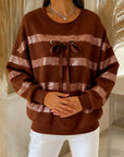 Round Neck Bow Casual Sweatshirt