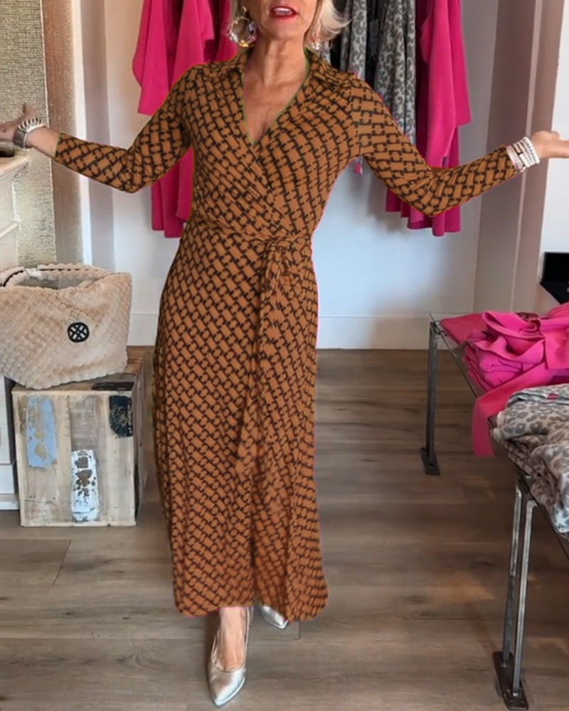 Chic Maxi Dress with Deep V Neckline