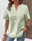 Classic Striped Button Up Blouse