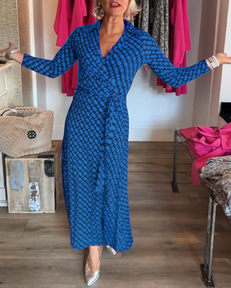 Chic Maxi Dress with Deep V Neckline