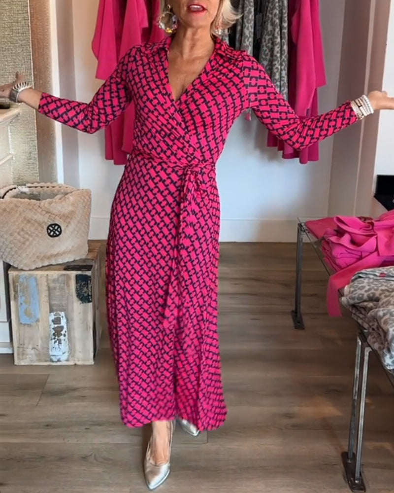 Chic Maxi Dress with Deep V Neckline
