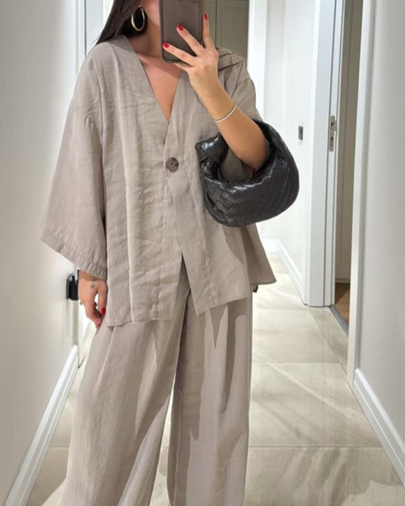 Comfortable V-Neck Casual Two-Piece Set