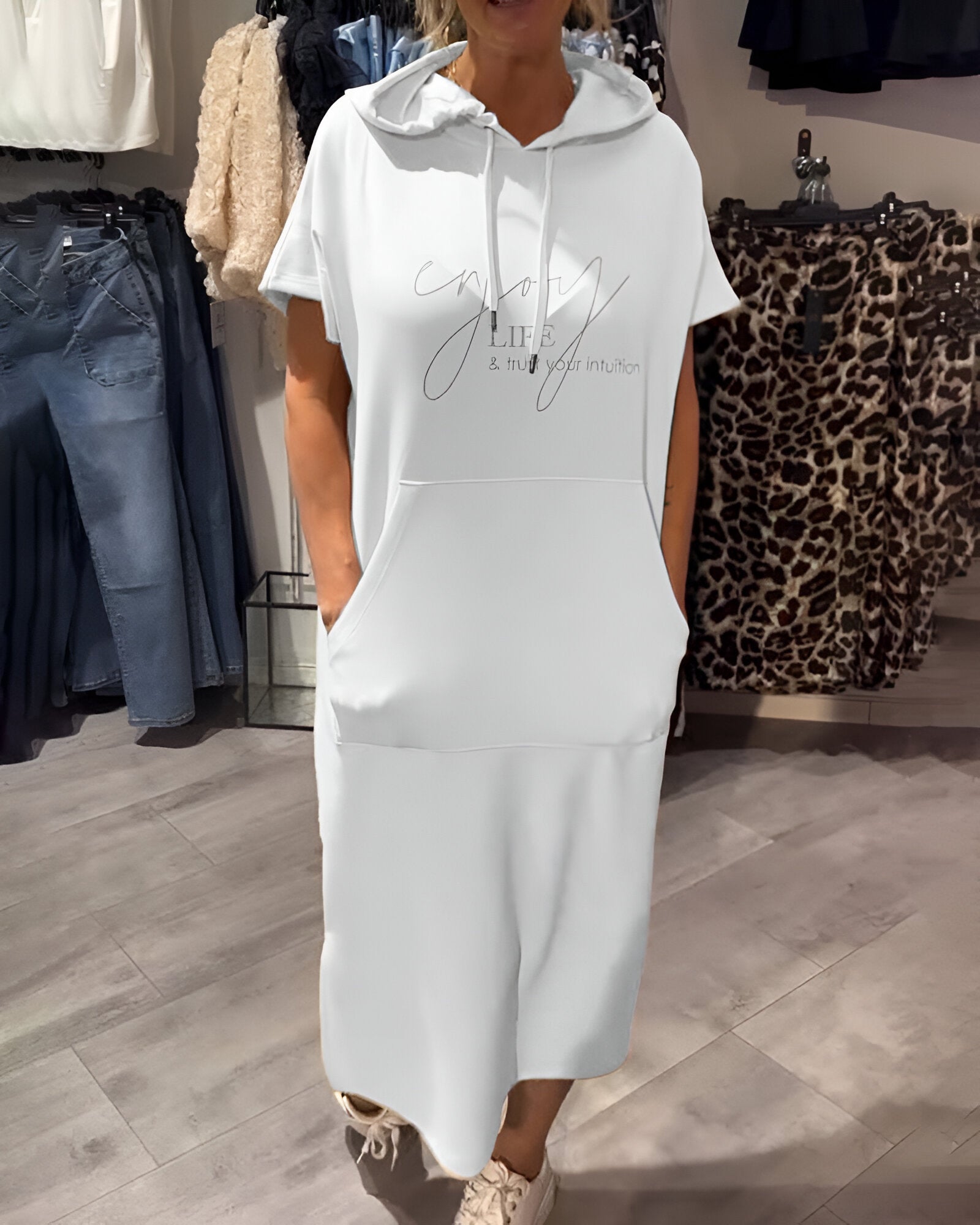 Relaxed Fit Pullover Hoodie Dress