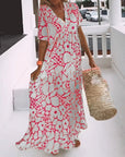 Printed v-neck loose dress