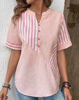 Classic Striped Button Up Blouse