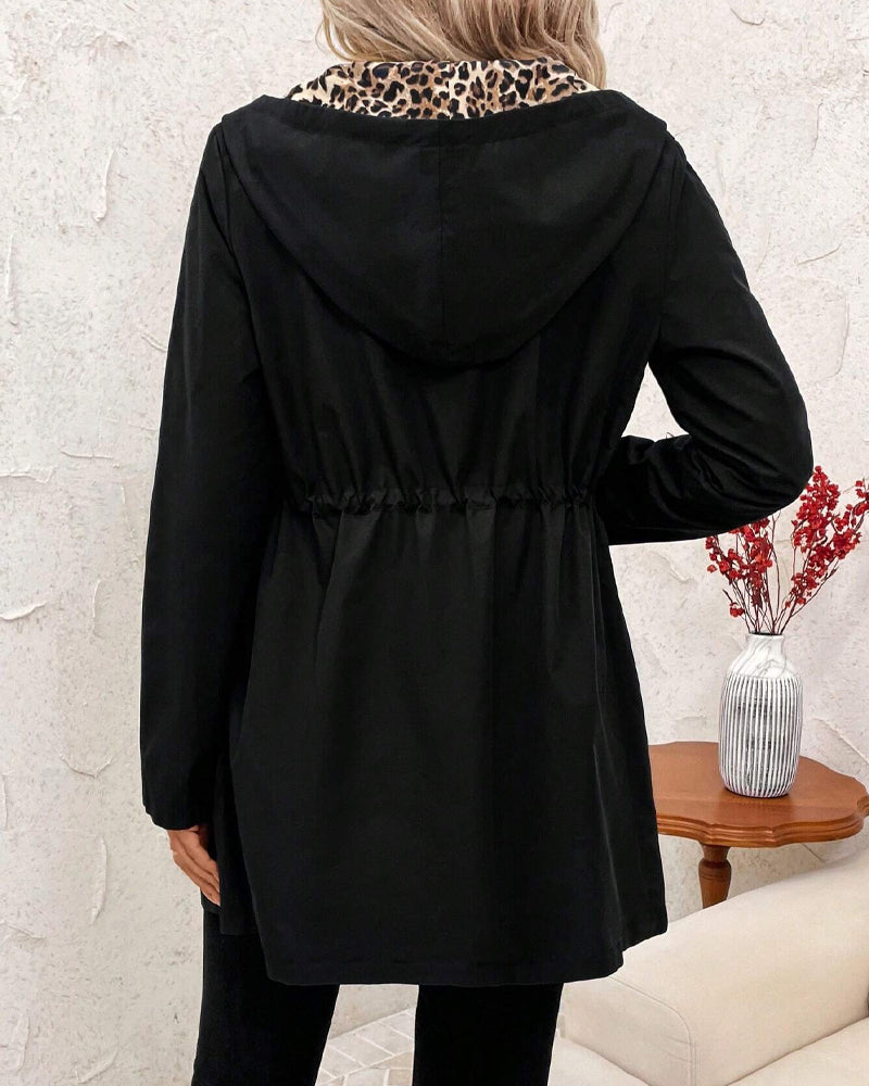 Hooded Reversible Leopard Print Coat