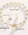 Pearl Decor Necklace + Earrings