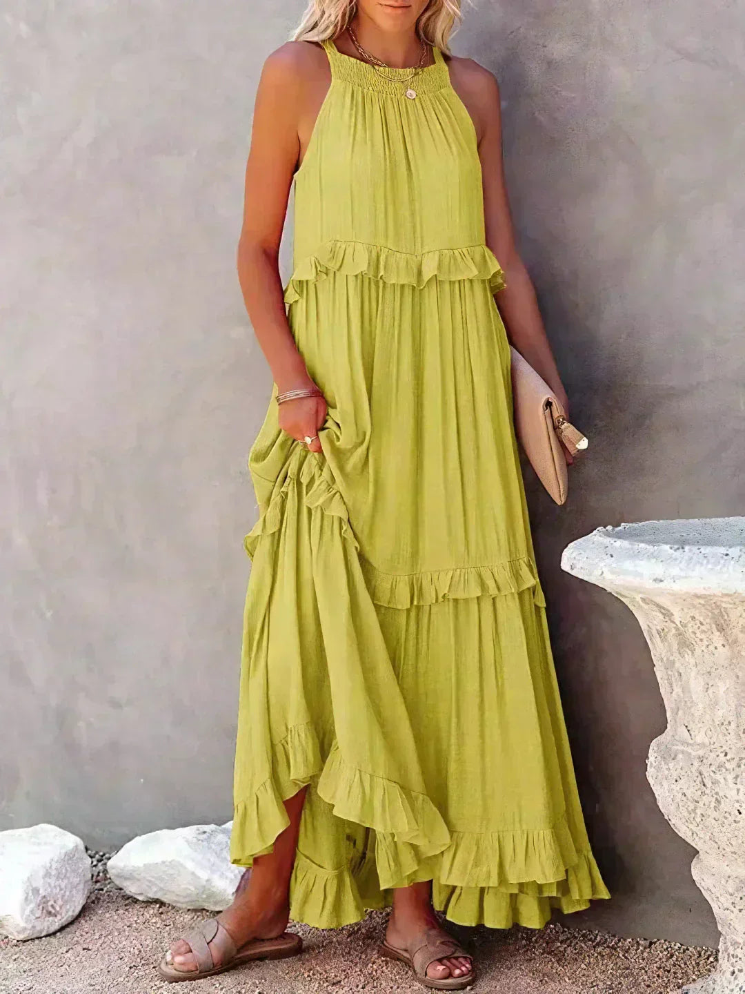 Soft Ruffle Casual Dress – Lightweight, Flowy Summer Style Perfect for Travel &amp; Everyday Elegance