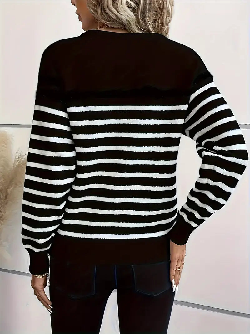 Striped Button Front Sweater